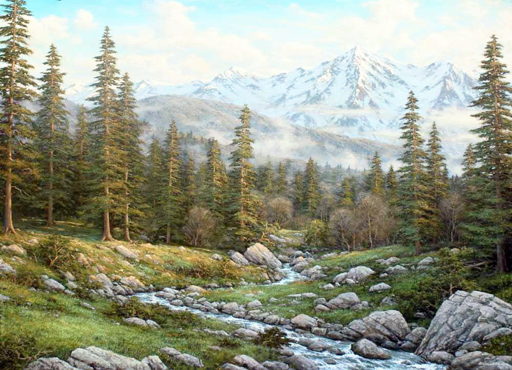 Хребет Аибга - пейзаж, сосны, горы, природа - оригинал