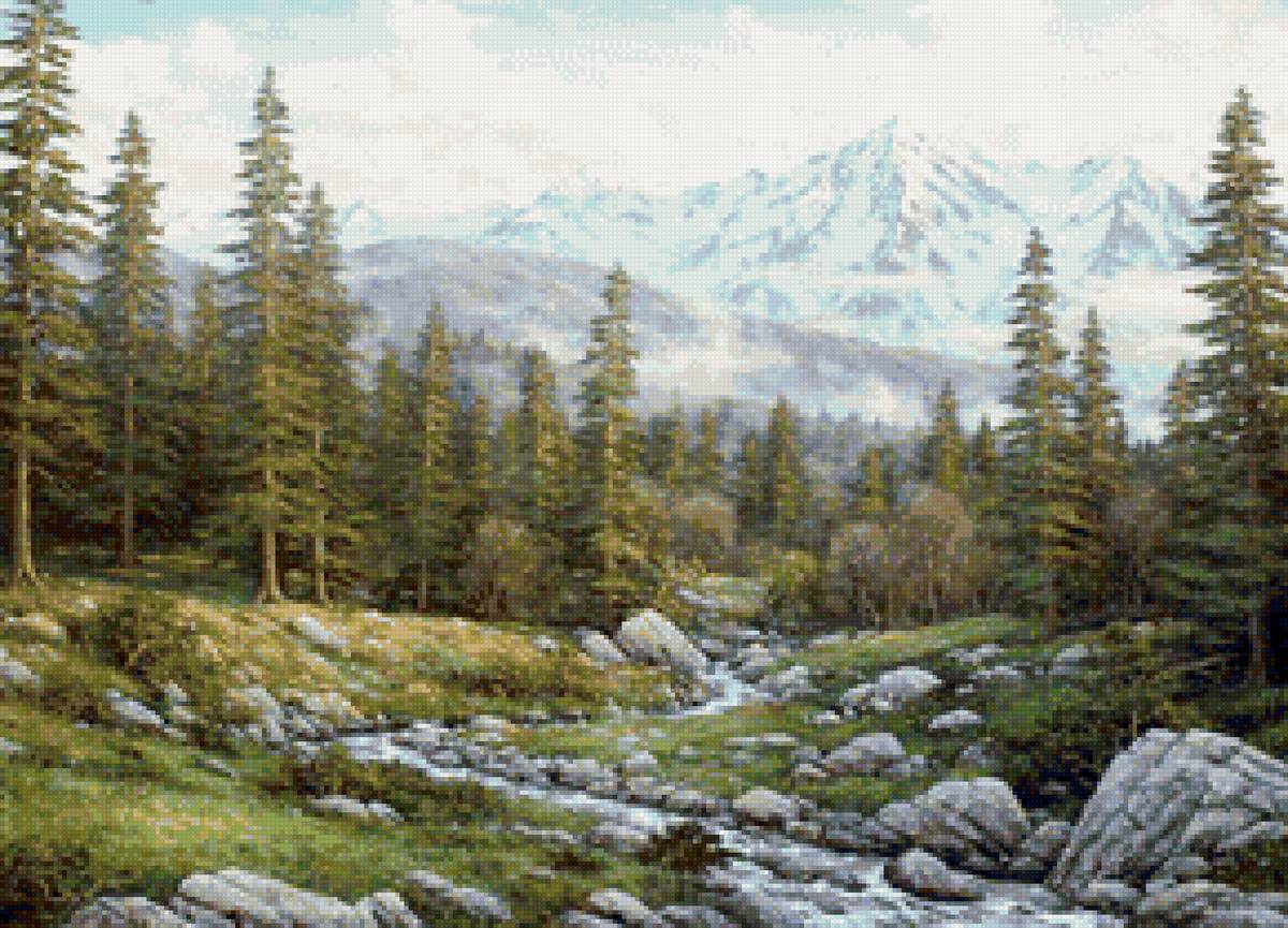 Хребет Аибга - пейзаж, природа, сосны, горы - предпросмотр