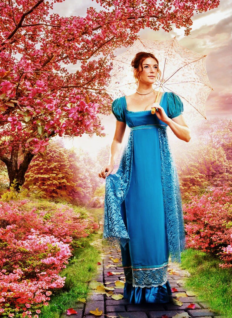 В саду - девушка, сад, цветы - оригинал