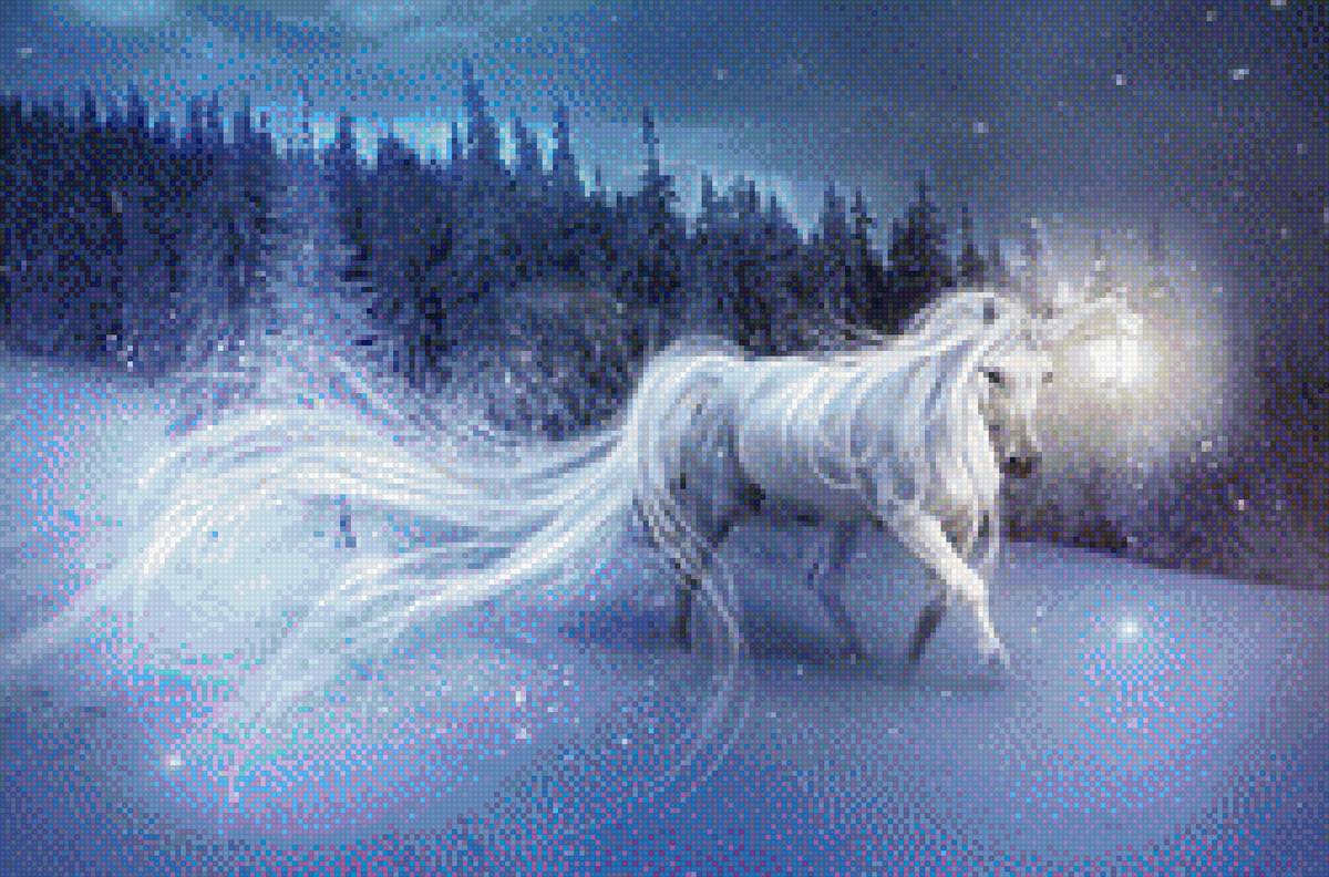 Сказки на ночь единорог. Сказочные лошади. Снежная лошадь. Сказочный конь. Снежный Единорог.