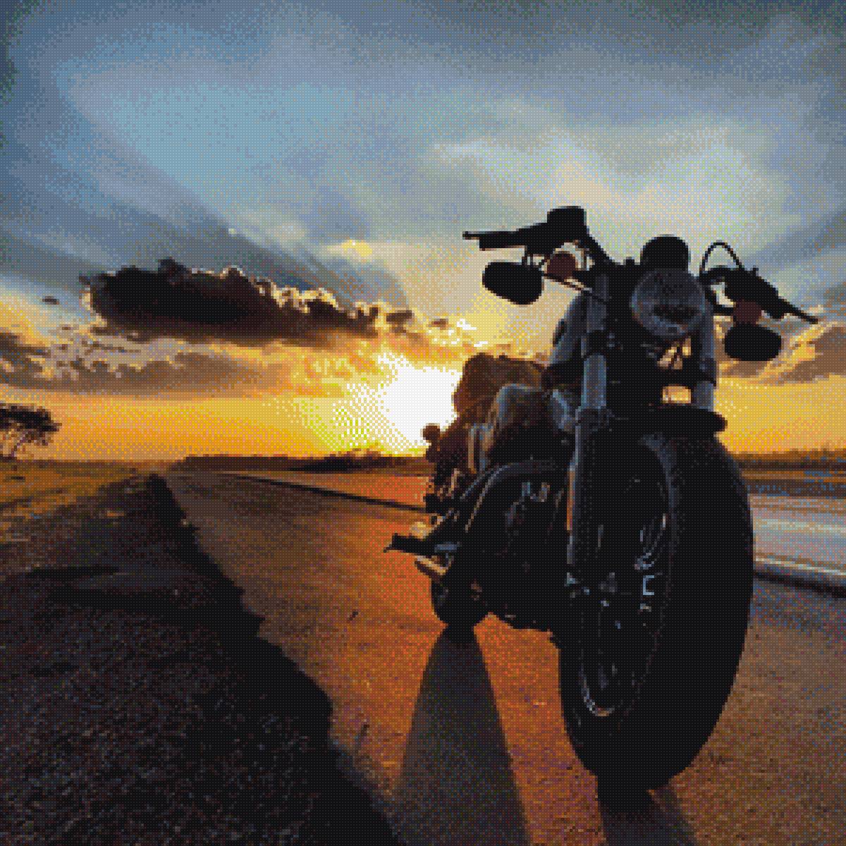 Мотоцикл на закате - предпросмотр