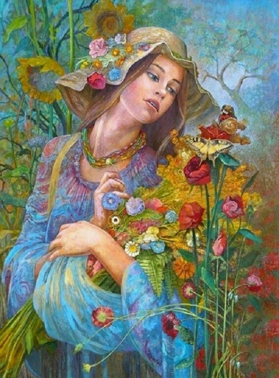 прекрасное лето - девушка, цветы - оригинал