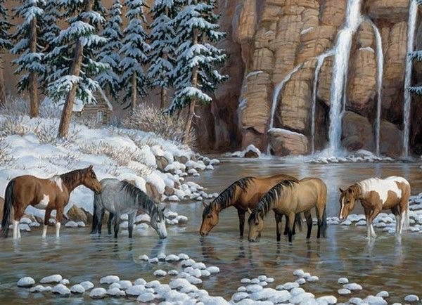 Зимний водопой - оригинал
