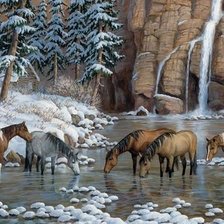 Схема вышивки «Зимний водопой»