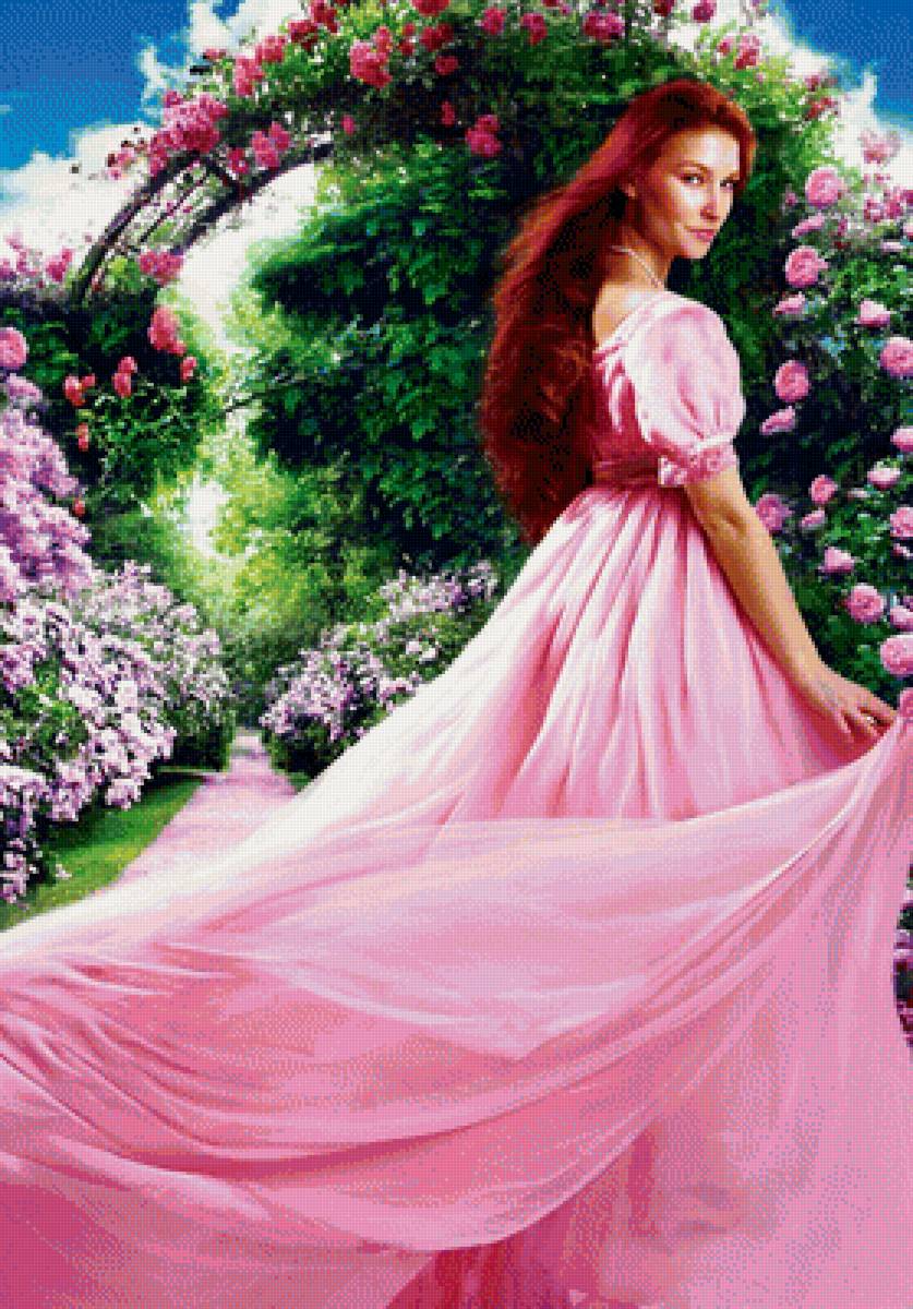 В саду - леди, сад, цветы, девушка - предпросмотр