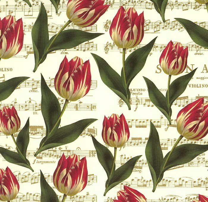 Тюльпаны - рисунок, ноты, цветы, тюльпаны - оригинал