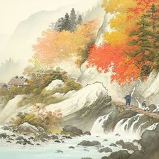 Оригинал схемы вышивки «Японский пейзаж 3 /осенний туман/» (№1908587)
