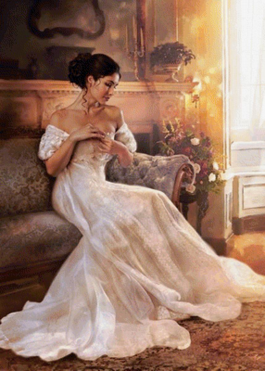 Леди в белом - леди, девушка, цветы - предпросмотр