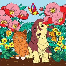 Схема вышивки «Друзья в цветах»