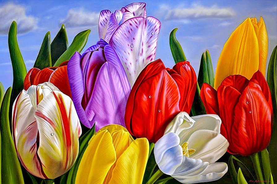Цветы - тюльпаны, арт, цветы, настроение - оригинал
