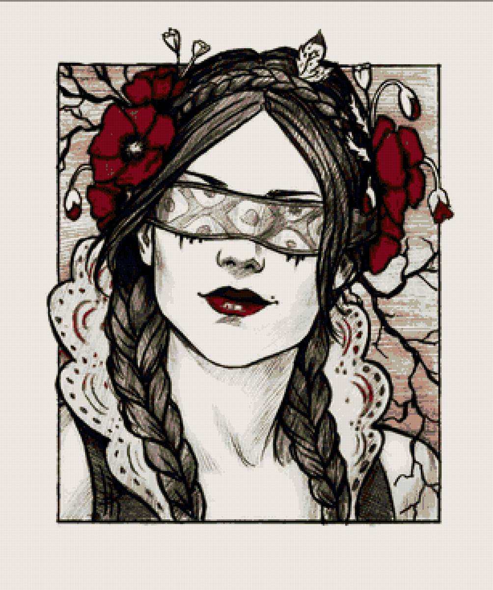 рисунок - девушка, портрет - предпросмотр