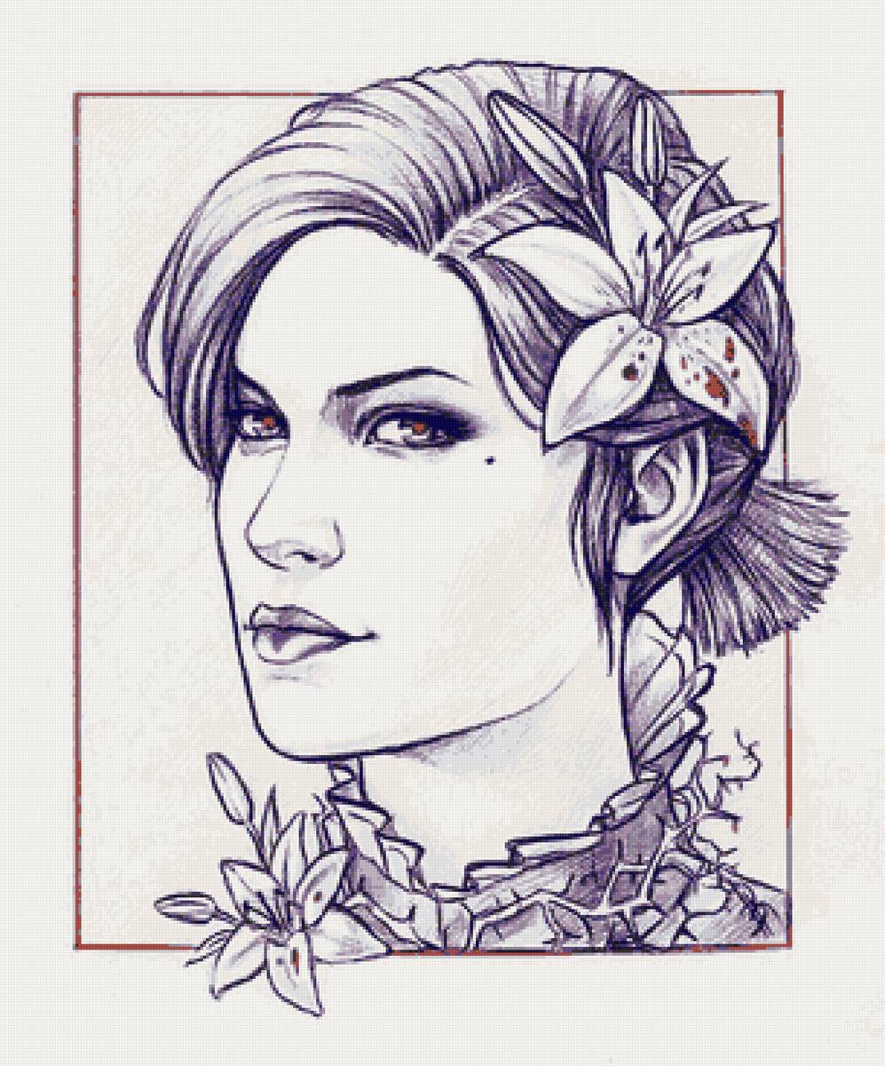 рисунок - девушка, портрет - предпросмотр