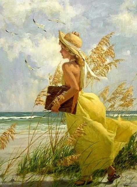 ДЕВУШКА  НА БЕРЕГУ МОРЯ - девушка на берегу моря - оригинал