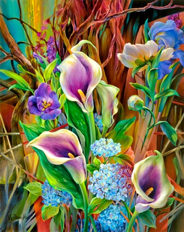 Цветочная композиция с каллами - букет, цветы, каллы - оригинал