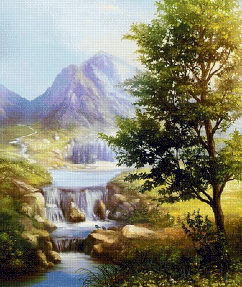 Пейзаж - природа, ручей, горы, лето, пейзаж - предпросмотр