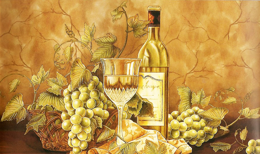 Серия "Натюрморты".  Вино и виноград - вино, фрукты, натюрморт, виноград - оригинал