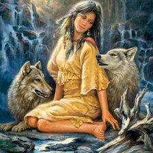 Схема вышивки «Maiden with Wolfs.»