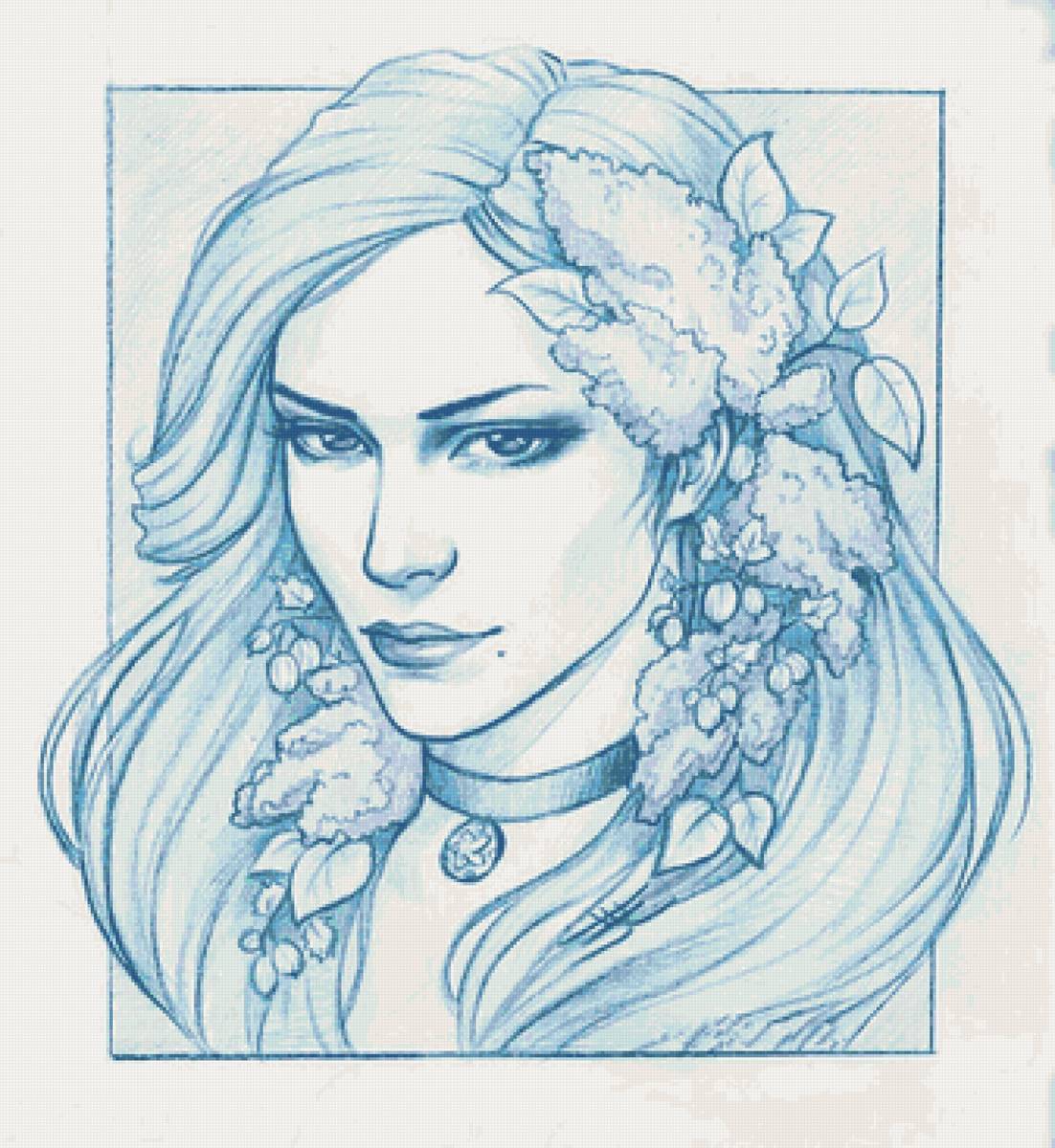 рисунок - портрет, девушка - предпросмотр