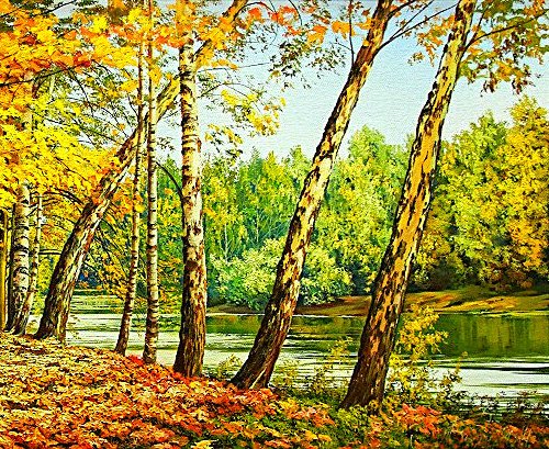 Осенний пейзаж. 2 часть - осень, деревья, лес, пруд - оригинал