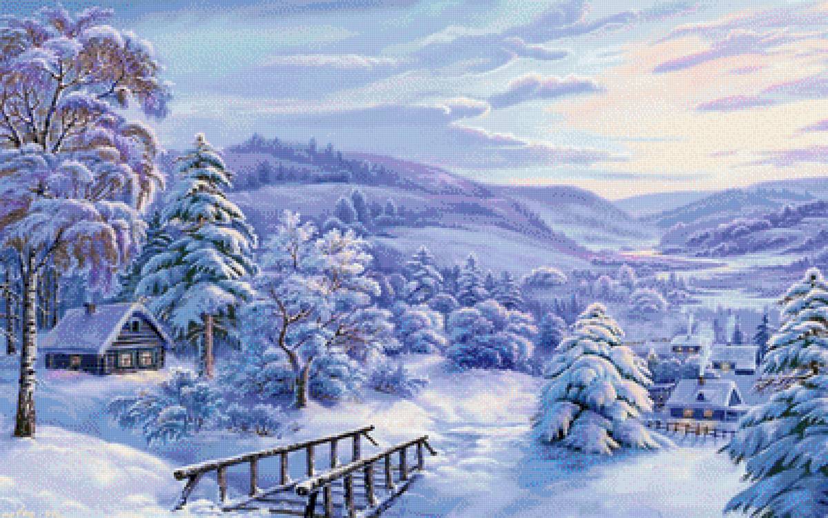 Snowy Village. - snowscenes. - предпросмотр