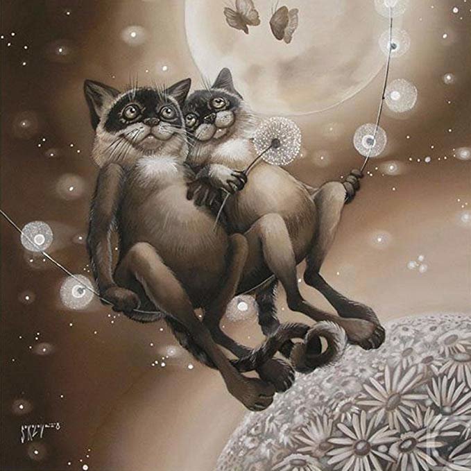 Притяжение - романтика, луна, притяжение, коты, любовь - оригинал