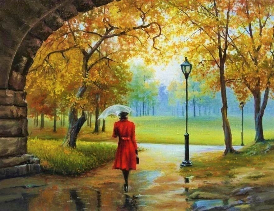 Дождливая осень - осень, природа, дождь, парк - оригинал