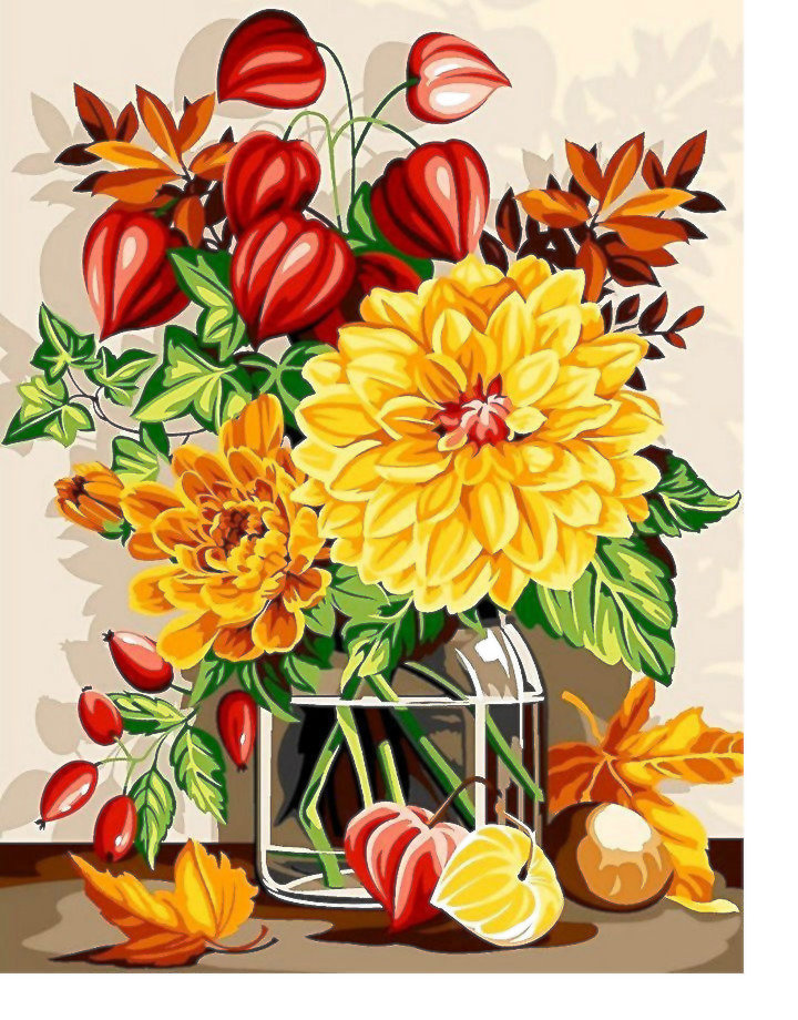 Осенний букет - цветы в вазе, цветы - оригинал