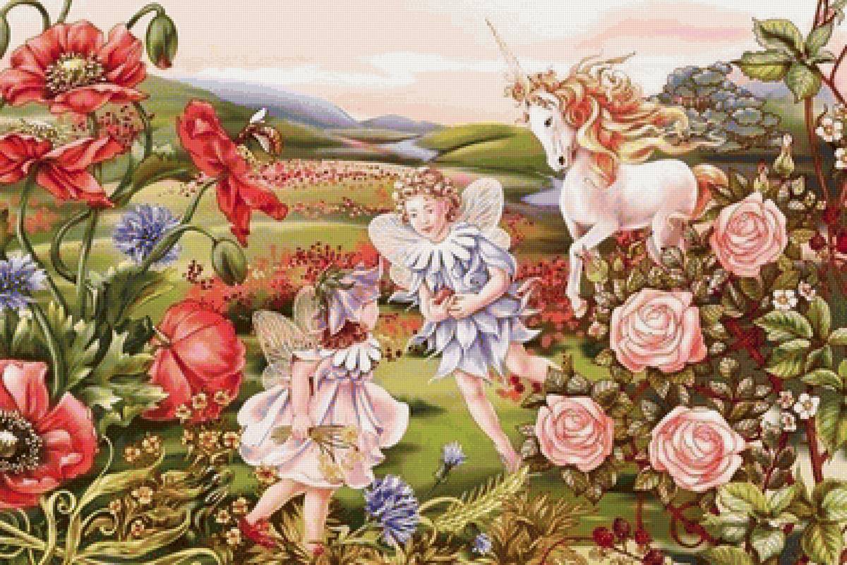 Сказка - сказка, детское, цветы, природа, единорог - предпросмотр