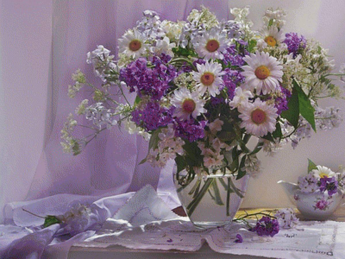 Полевые цветы - букет, ромашки, цветы, натюрморт - предпросмотр