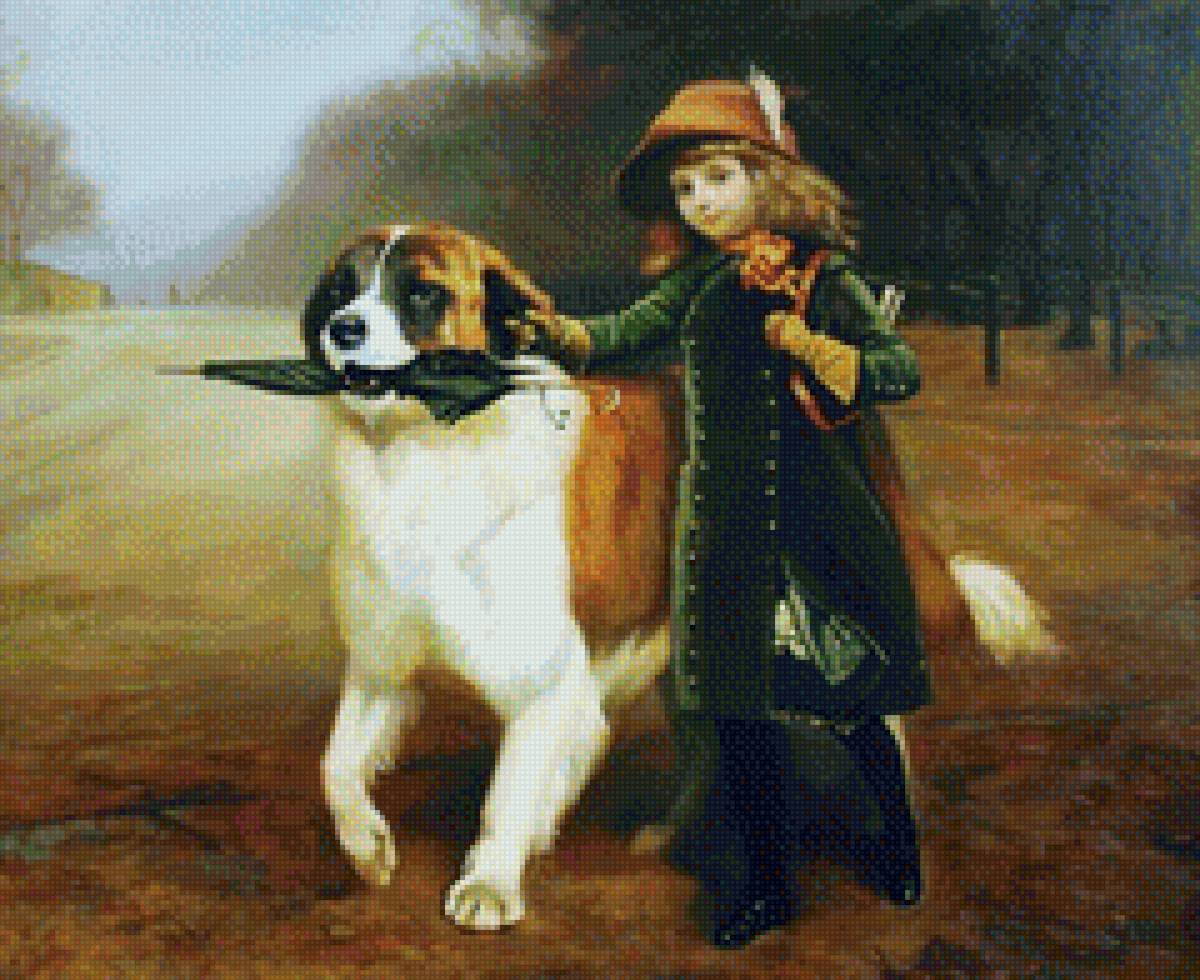 Барбер Чарльз "Со школы" - собака, картина, девочка, художники - предпросмотр