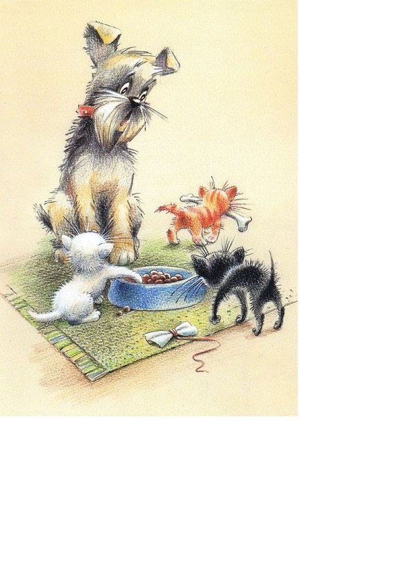 Пёс и котята /худ. Юлия Корякина/ - котята, юмор, пес - оригинал