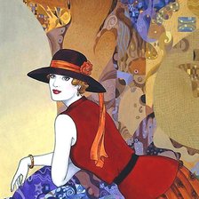 Схема вышивки «дама ретро»