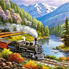 Схема вышивки «Train in the Mountains.»