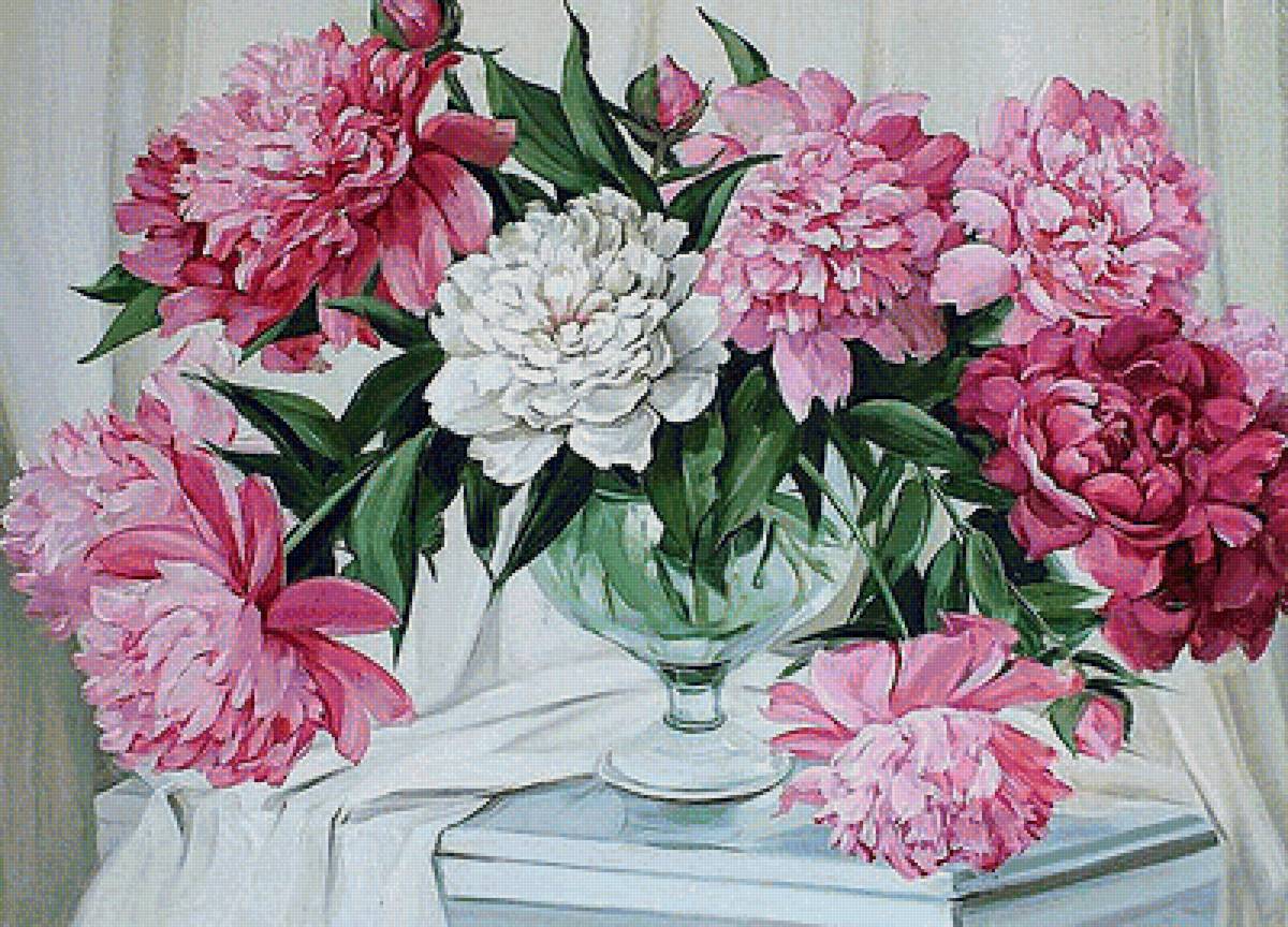 Пионы - цветы, цветы в вазе - предпросмотр