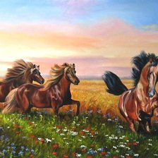 Схема вышивки «кони»