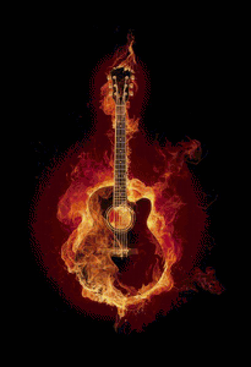 гитара в огне - огонь, гитара, пламя - предпросмотр