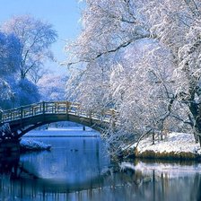 Схема вышивки «Зимовий пейзаж з мостиком»