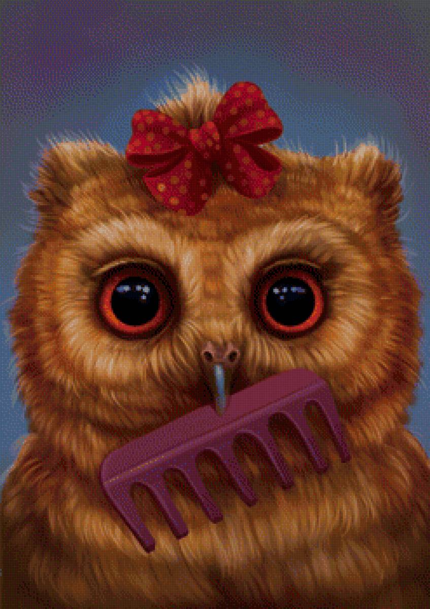 Модница - птица, птичка, сова, рисунок - предпросмотр