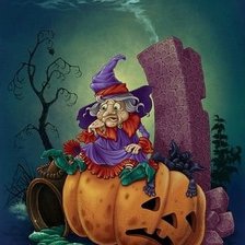 Схема вышивки «хелуин ведьмочка»