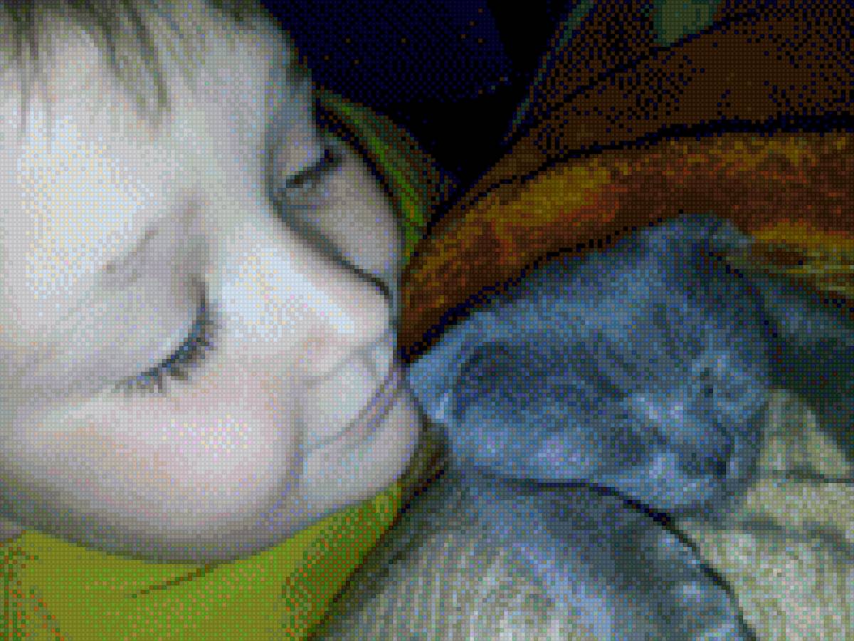 Любовь - любовь, нежность, кот, дети, сон, улыбка - предпросмотр