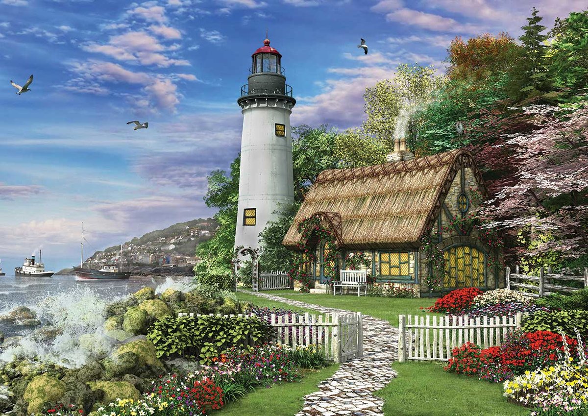 Маяк - домик, лето, цветы, море, природа, пейзаж, дом, маяк - оригинал