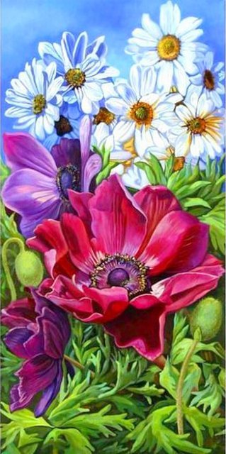 Триптих "Маки" 2 часть - рмашки, цветы, маки - оригинал