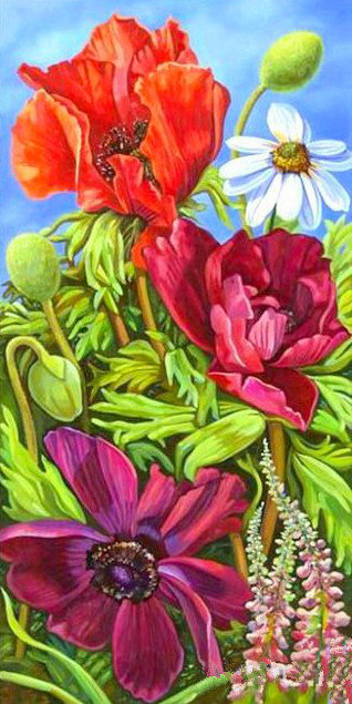 Триптих "маки" 3 часть - цветы, маки - оригинал