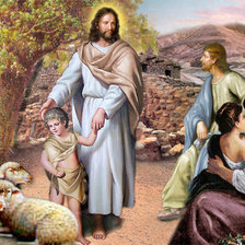 Схема вышивки «Ісус і діти»