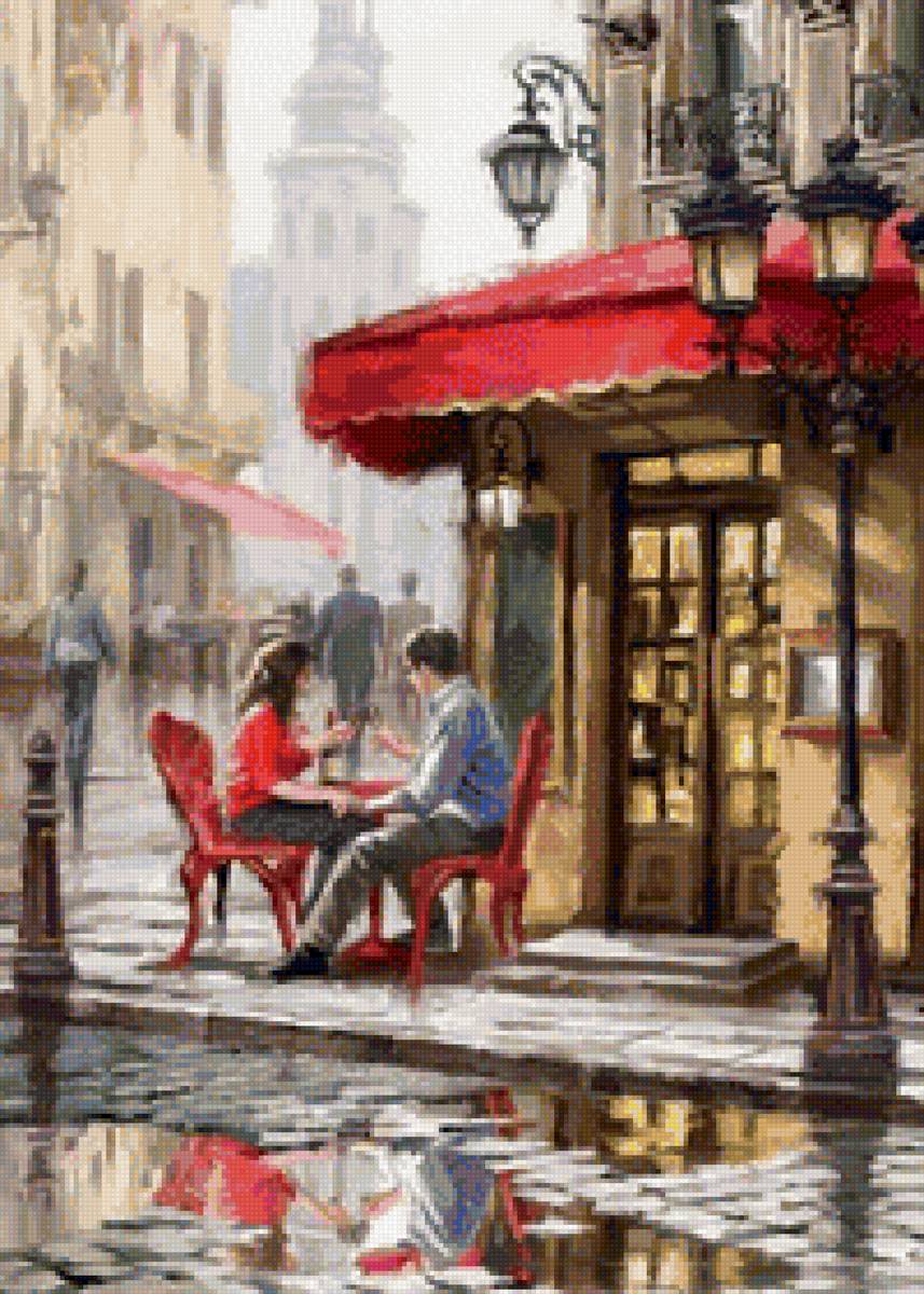 Городское кафе - дождь, город, вода - предпросмотр