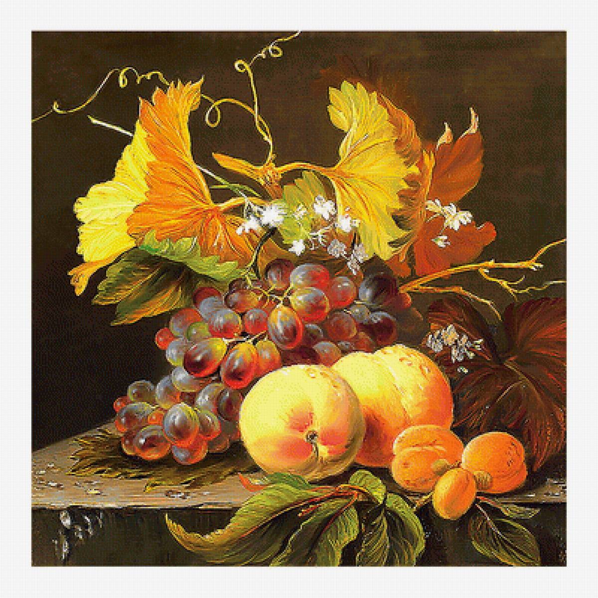 Серия "Натюрморты". - натюрморт, фрукты, виноград - предпросмотр