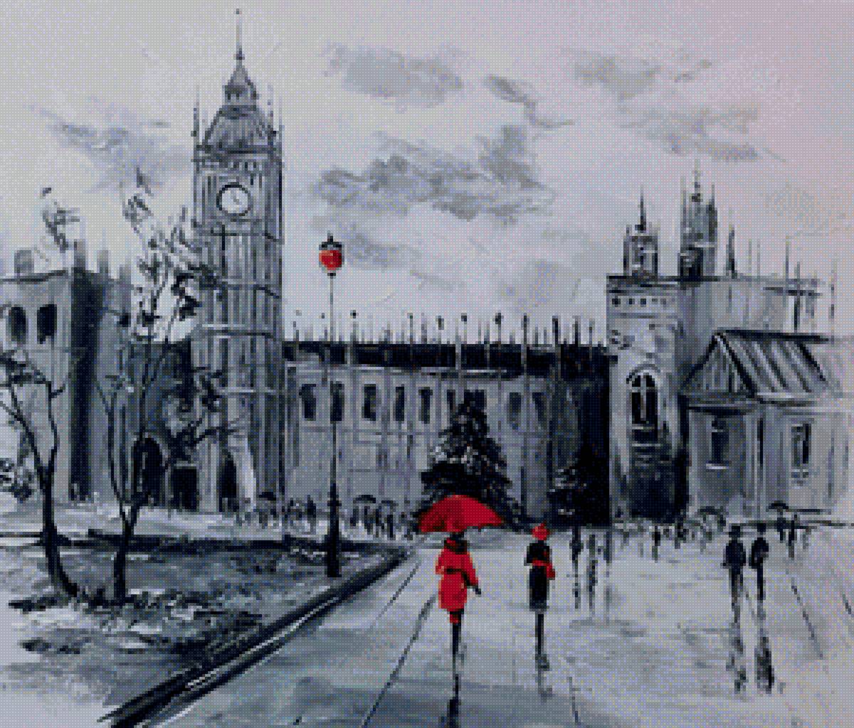 Город Л - город, зонт, дождь - предпросмотр