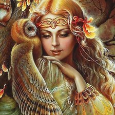 Схема вышивки «Лесная нимфа с совой»