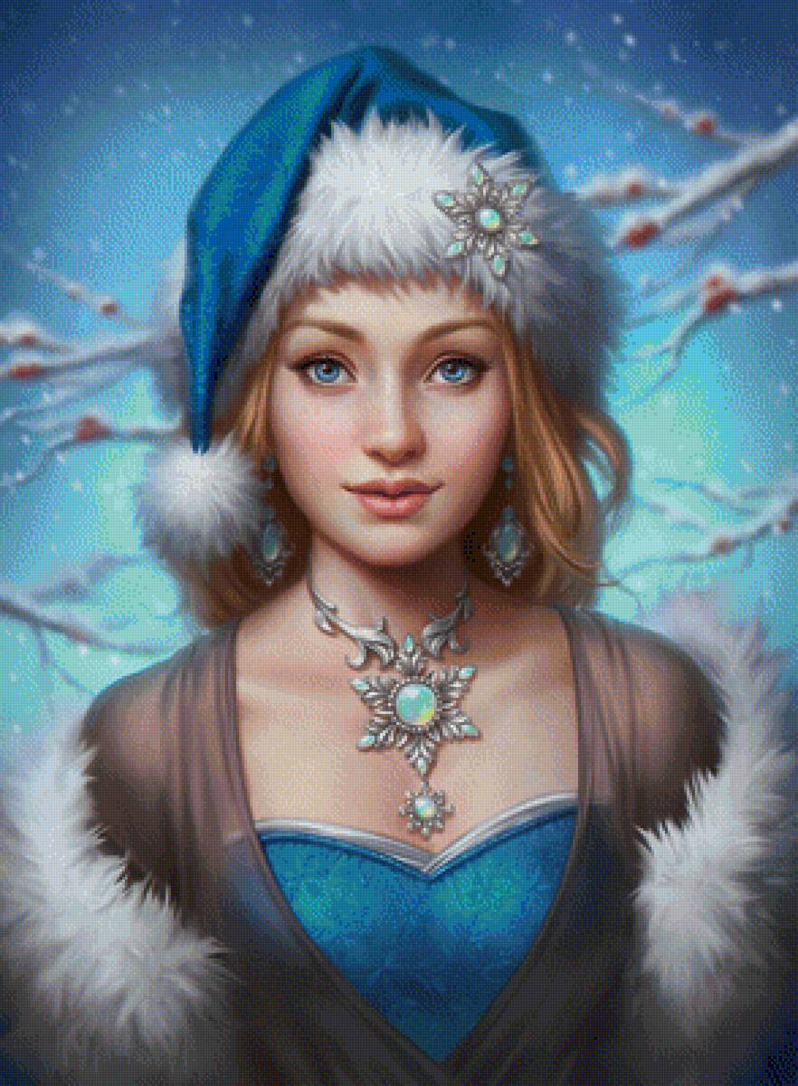 Девушка - девушка, рисунок, зима - предпросмотр