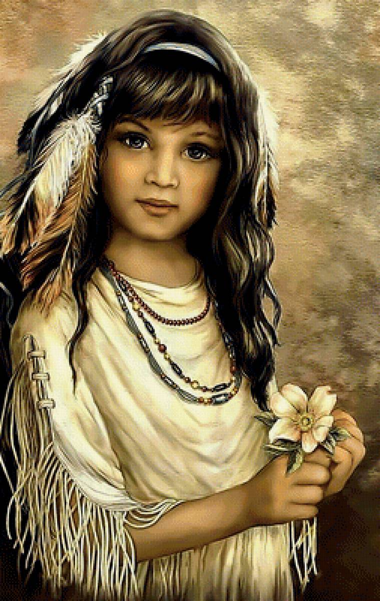 Девочка индианка - девочка индианка цветок перо - предпросмотр
